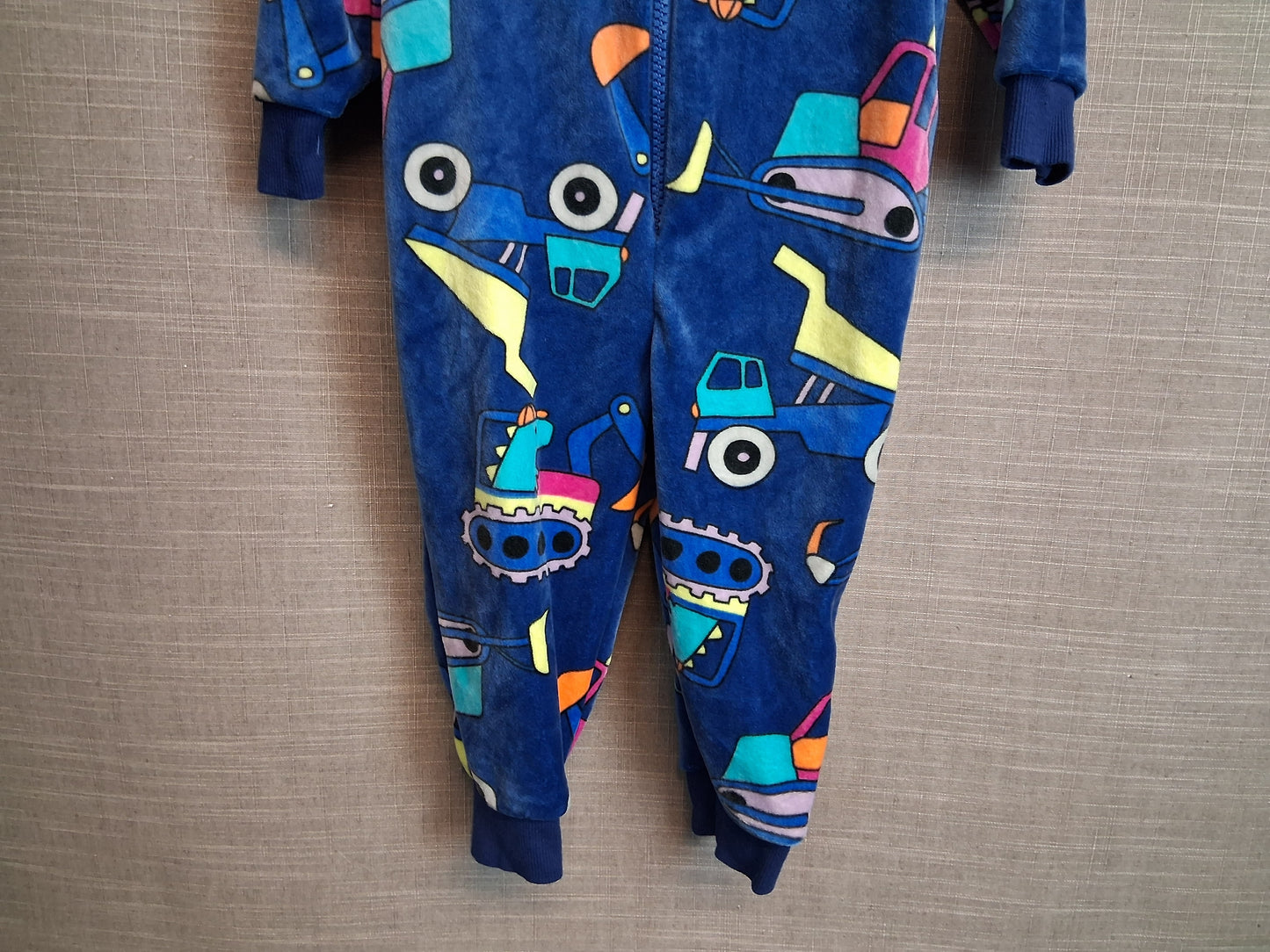 Matalan Boys Velour One Piece Sleepsuit Blue Diggers Themes Age 12-18 Months