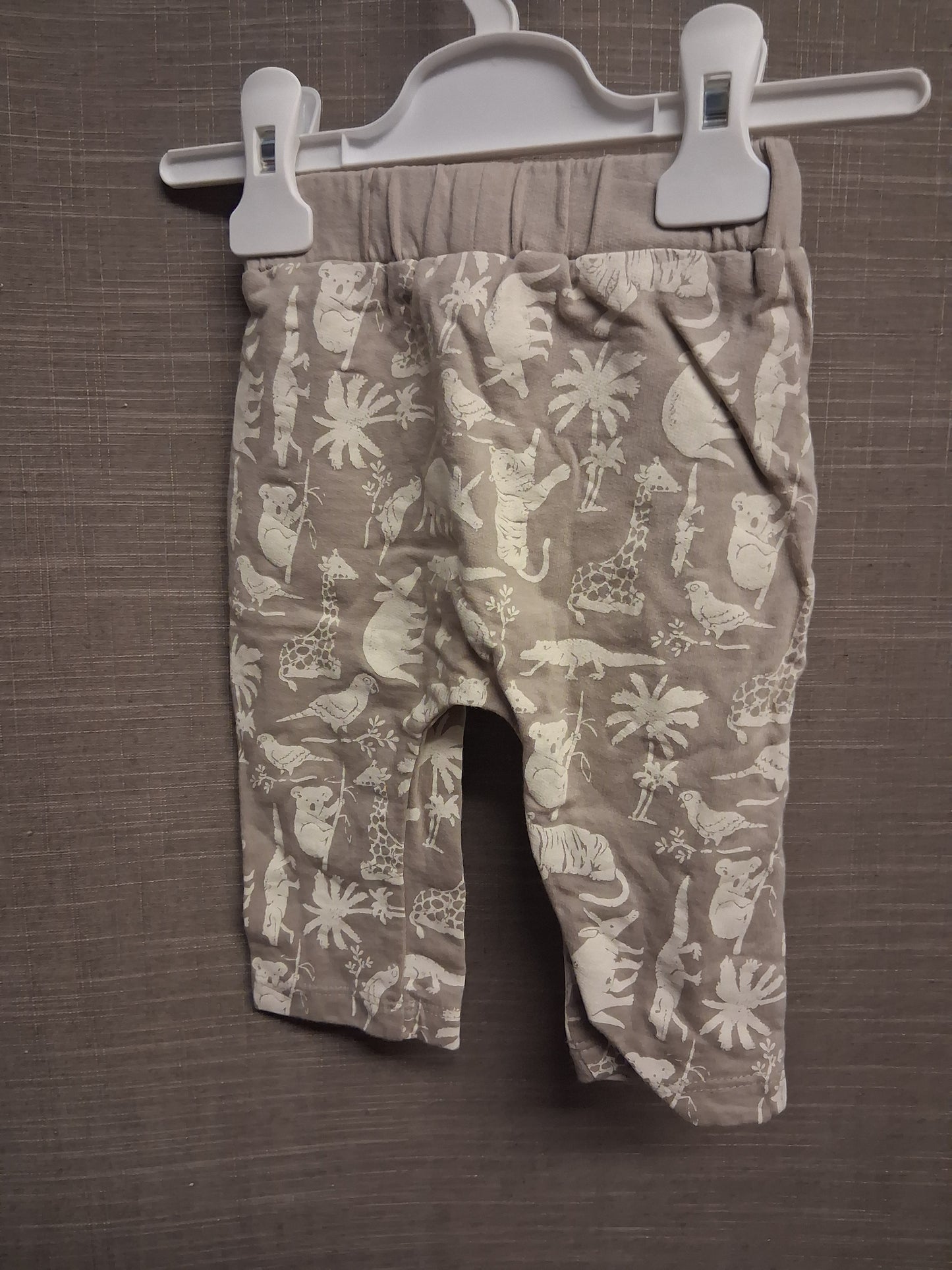 Blue Zoo Boys Grey Beige Animal Pattern Trousers Age 3-6 Months