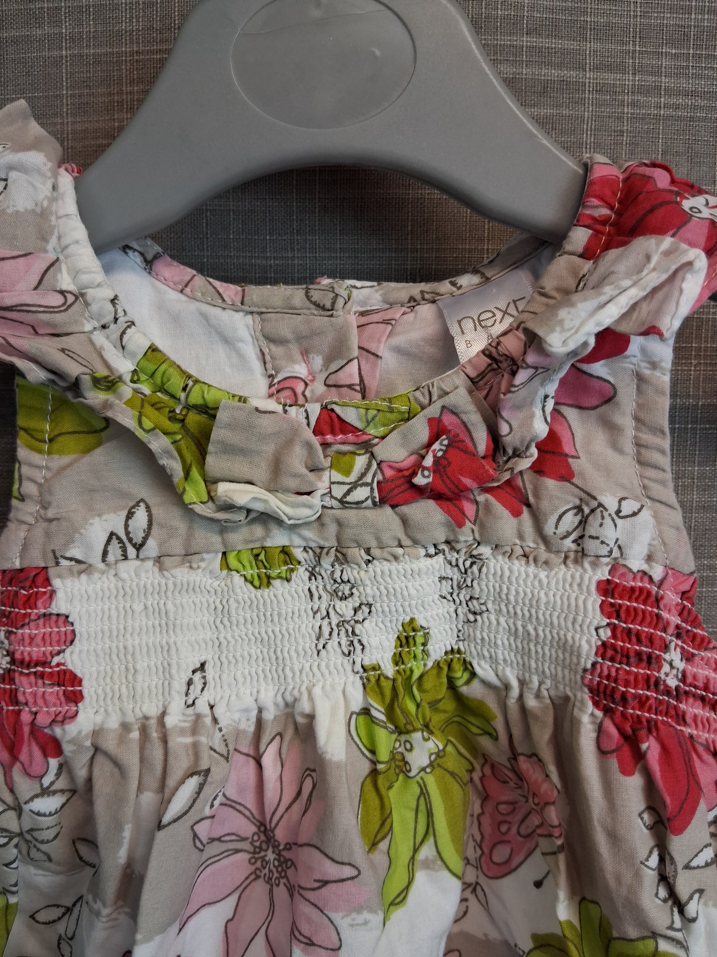 Next Girls Floral Multicolour Party Dress Sleeveless Button Back Age 0-3 Months