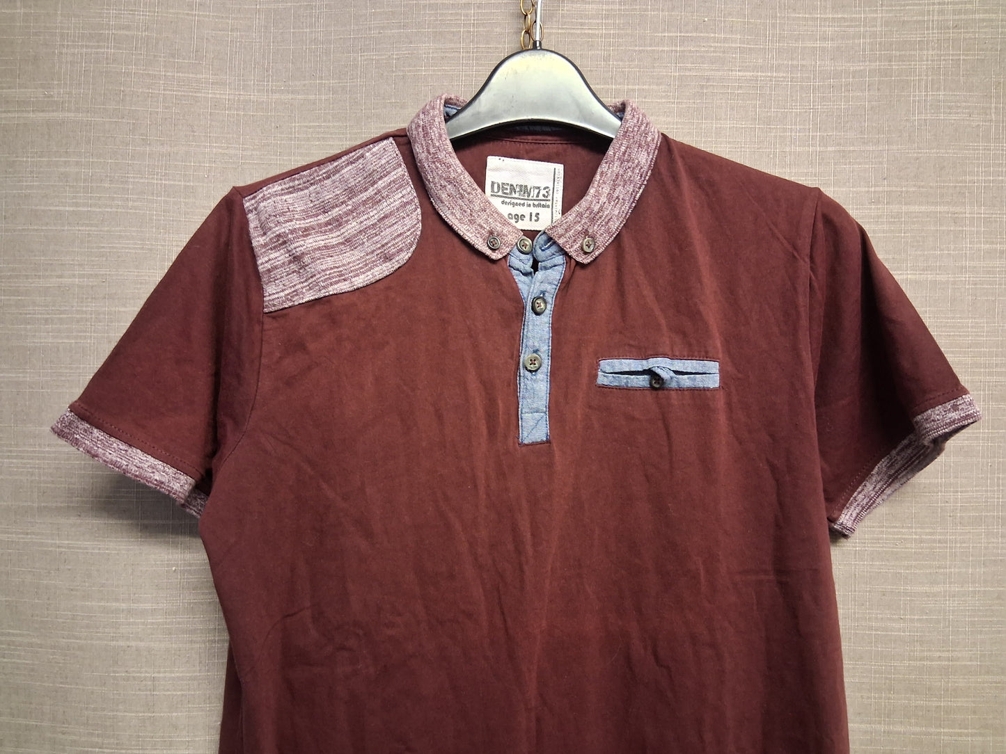 Matalan Boys Burgundy Short Sleeve Smart Polo T-Shirt Age 15 Years
