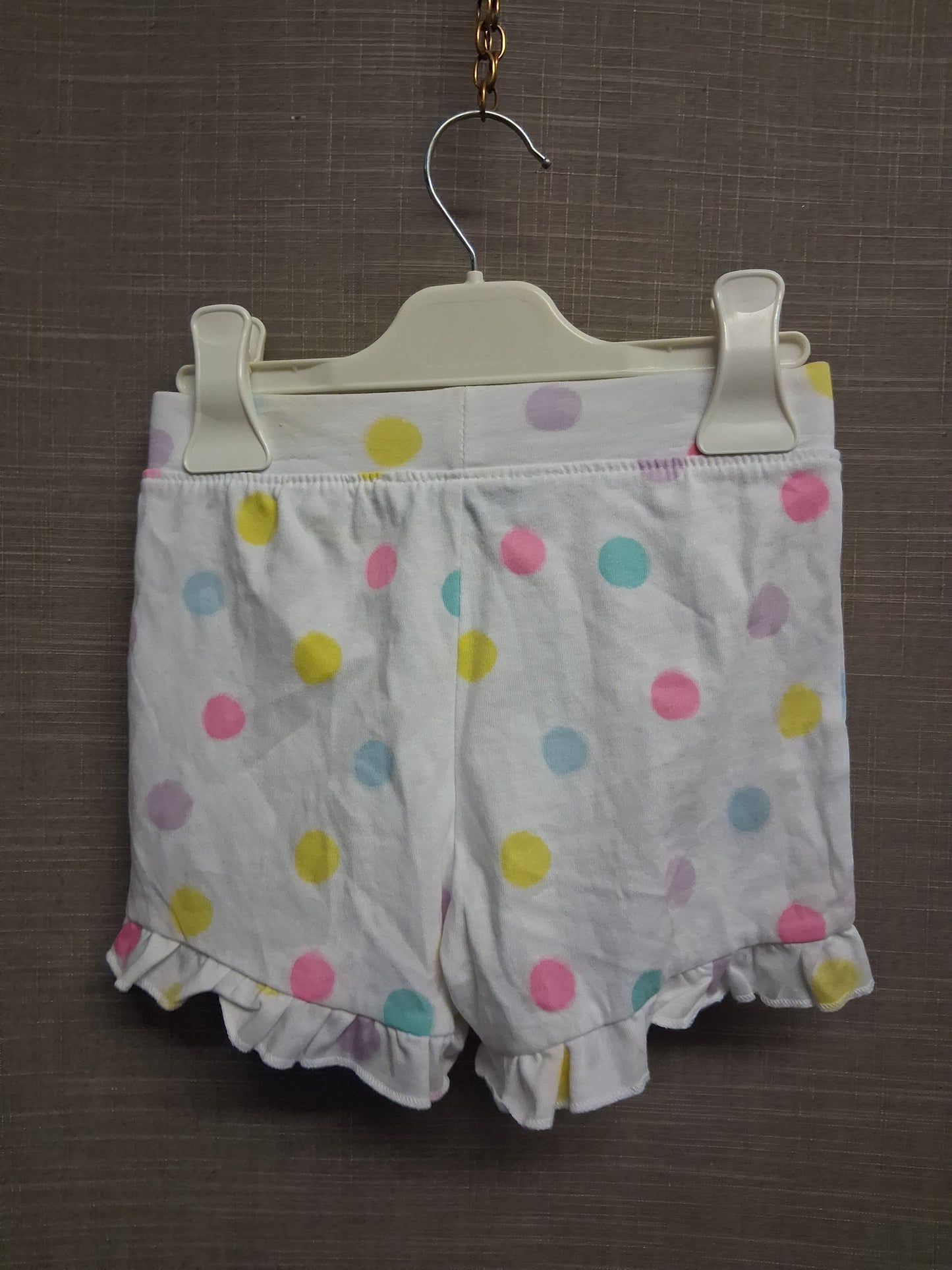 Primark Girls White Spotty Jersey Shorts Age 2-3 Years