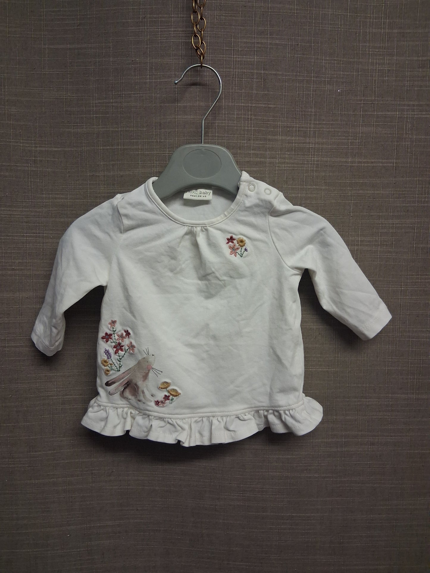 Next Girls White Bunny Long Sleeve T-Shirt Age 0-3 Months