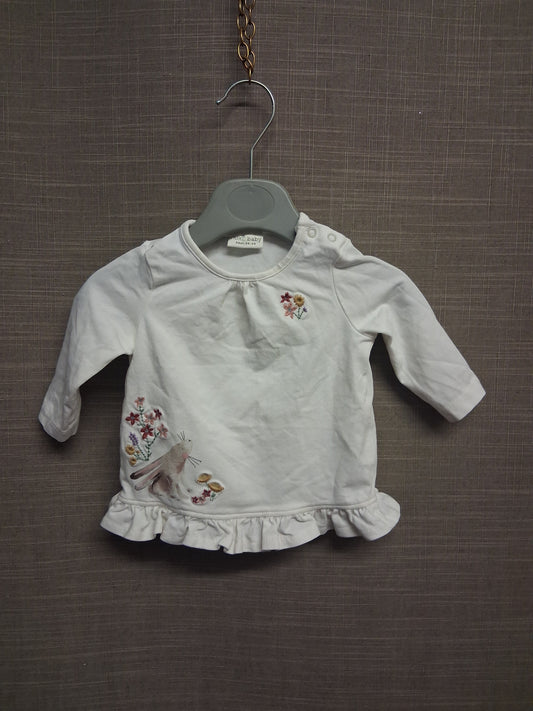 Next Girls White Bunny Long Sleeve T-Shirt Age 0-3 Months
