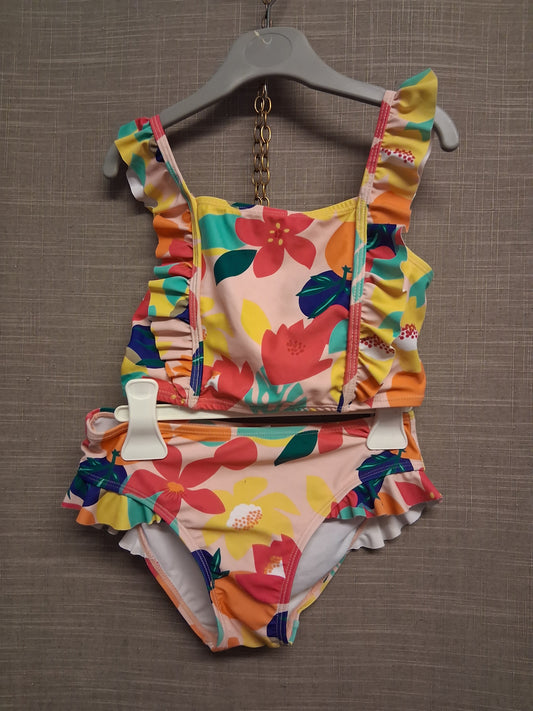 F&F Girls Bikini Pink Floral 2 Piece Swimsuit One Piece Age 8-9 Years