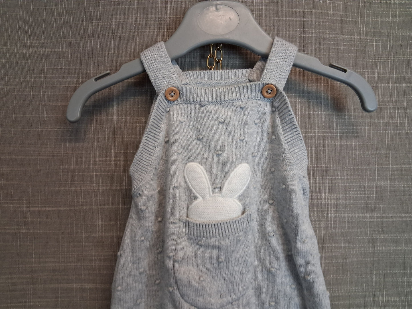 Billie Faiers Boys Grey Knitted Bunny Dungarees Age Tiny Baby