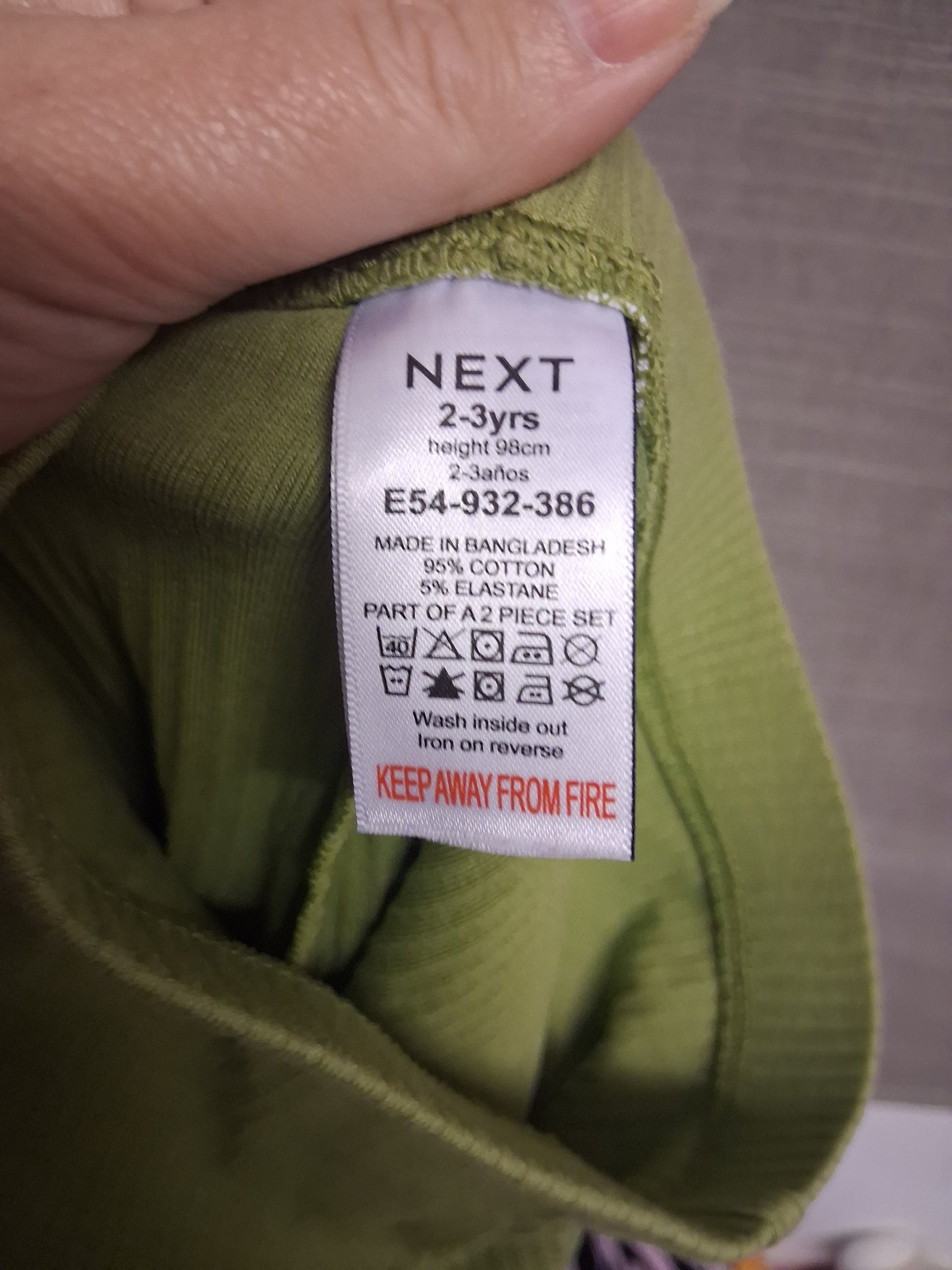 Next Leggings Green Ribbed Stretch Age 2-3 Years