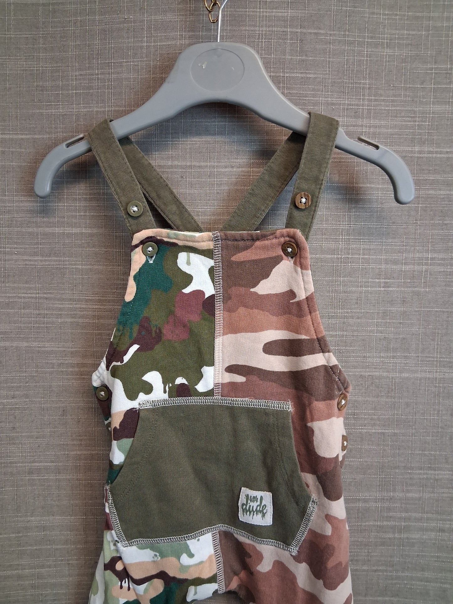 Next Boys Camoflague Jersey Dungarees Romper Age 3-6 Months