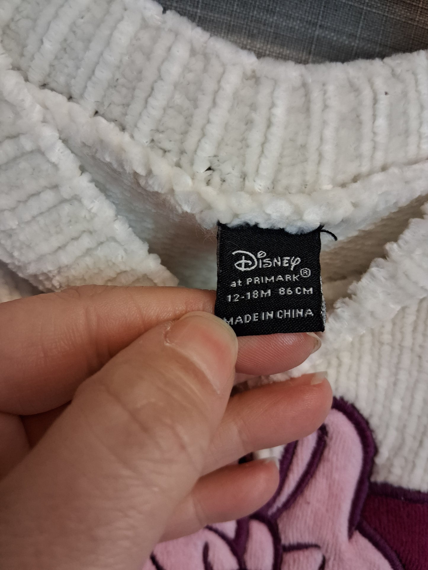 Primark Minnie Mouse Chenille Knitted Jumper Age 12-18 Months Cream