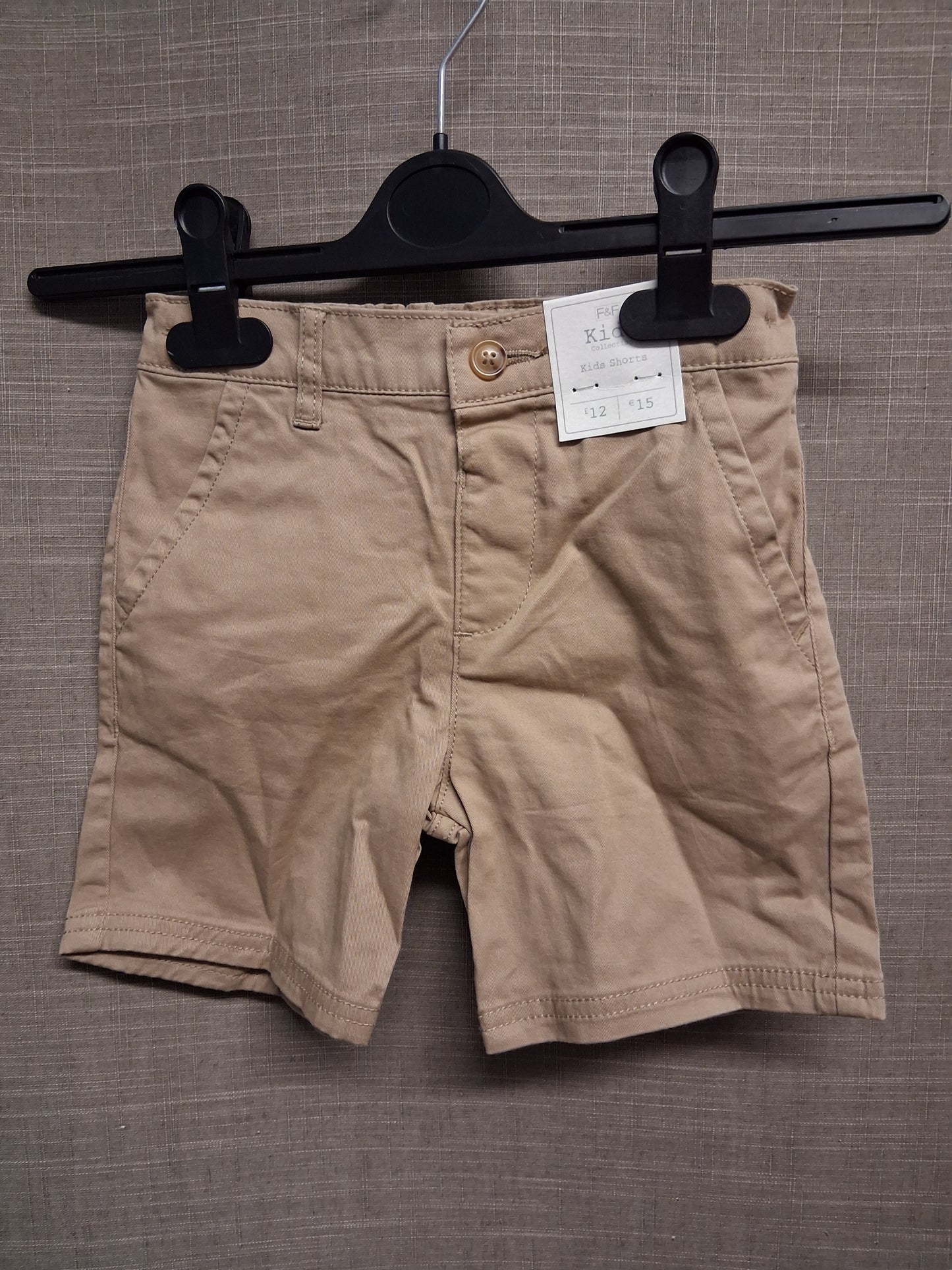 F&F Boys Beige Chino Shorts Age 4-5 Years New