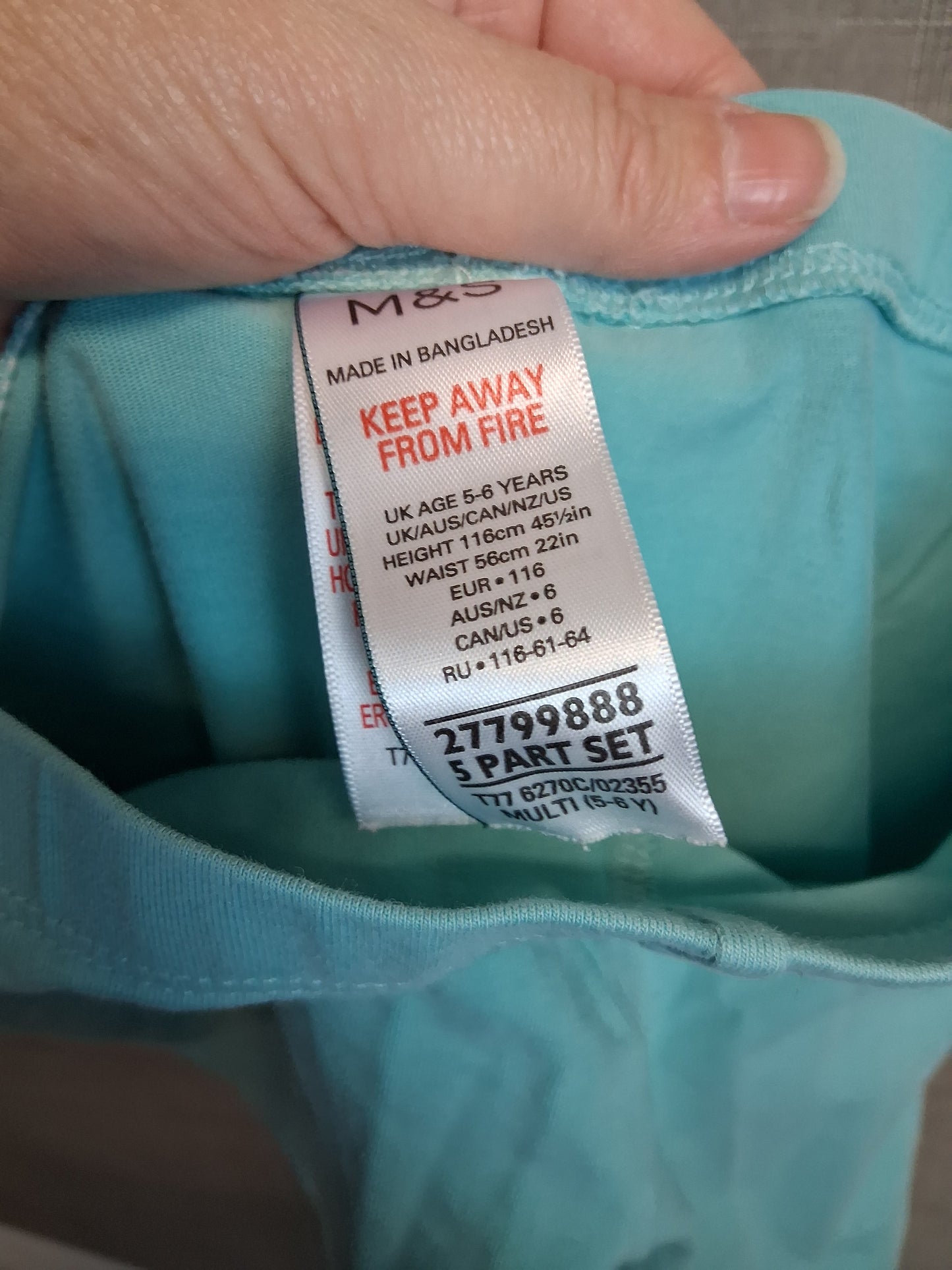 Marks & Spencer Girls Ariel Leggings Blue Age 5-6 Years