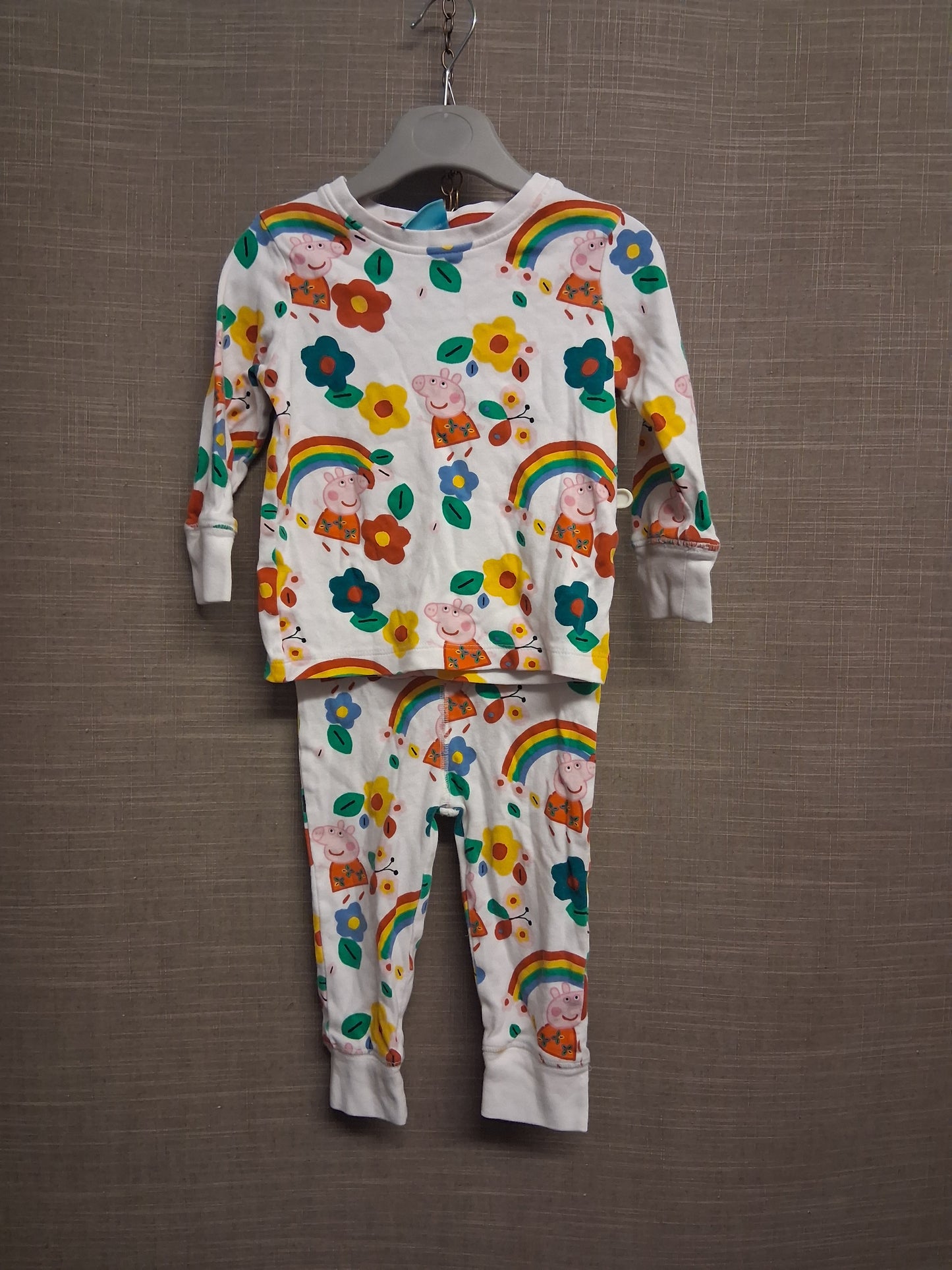 Next Girls Peppa Pig Pyjamas PJs 2 Piece Set White Age 12-18 Months