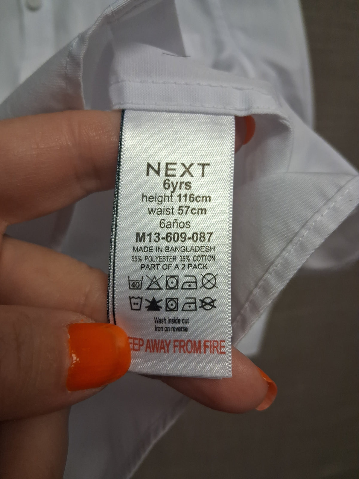 Next Boys Long Sleeve White Shirt Age 6 Years