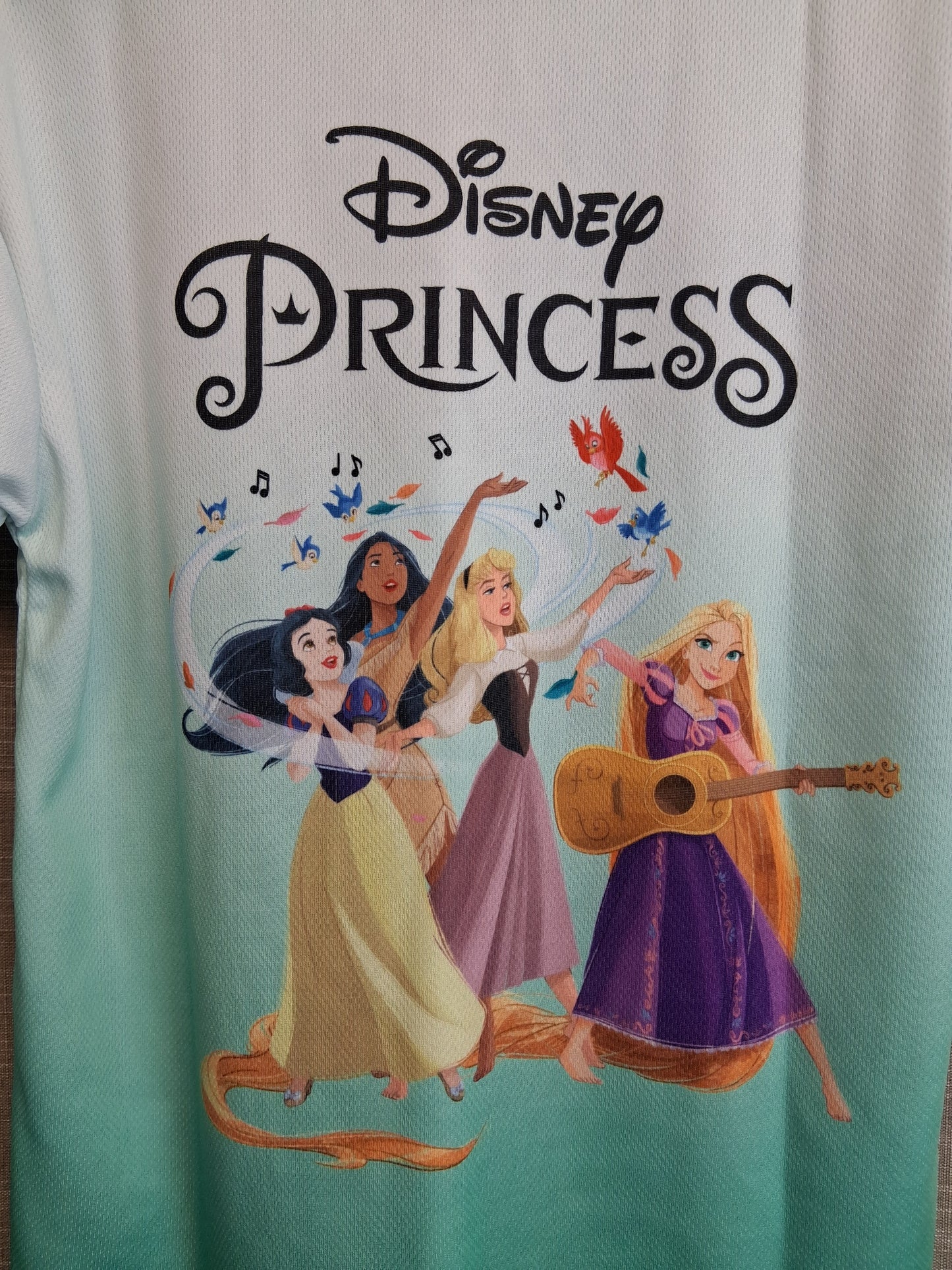Disney Prince T-Shirt Short Sleeve 7-8 Years Green Ombre Print on Back