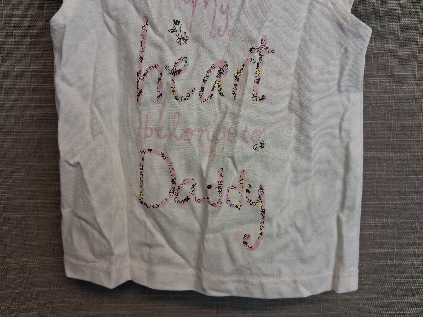 TU Girls "My heart belongs to Daddy" White T-Shirt Age 0-3 Months New