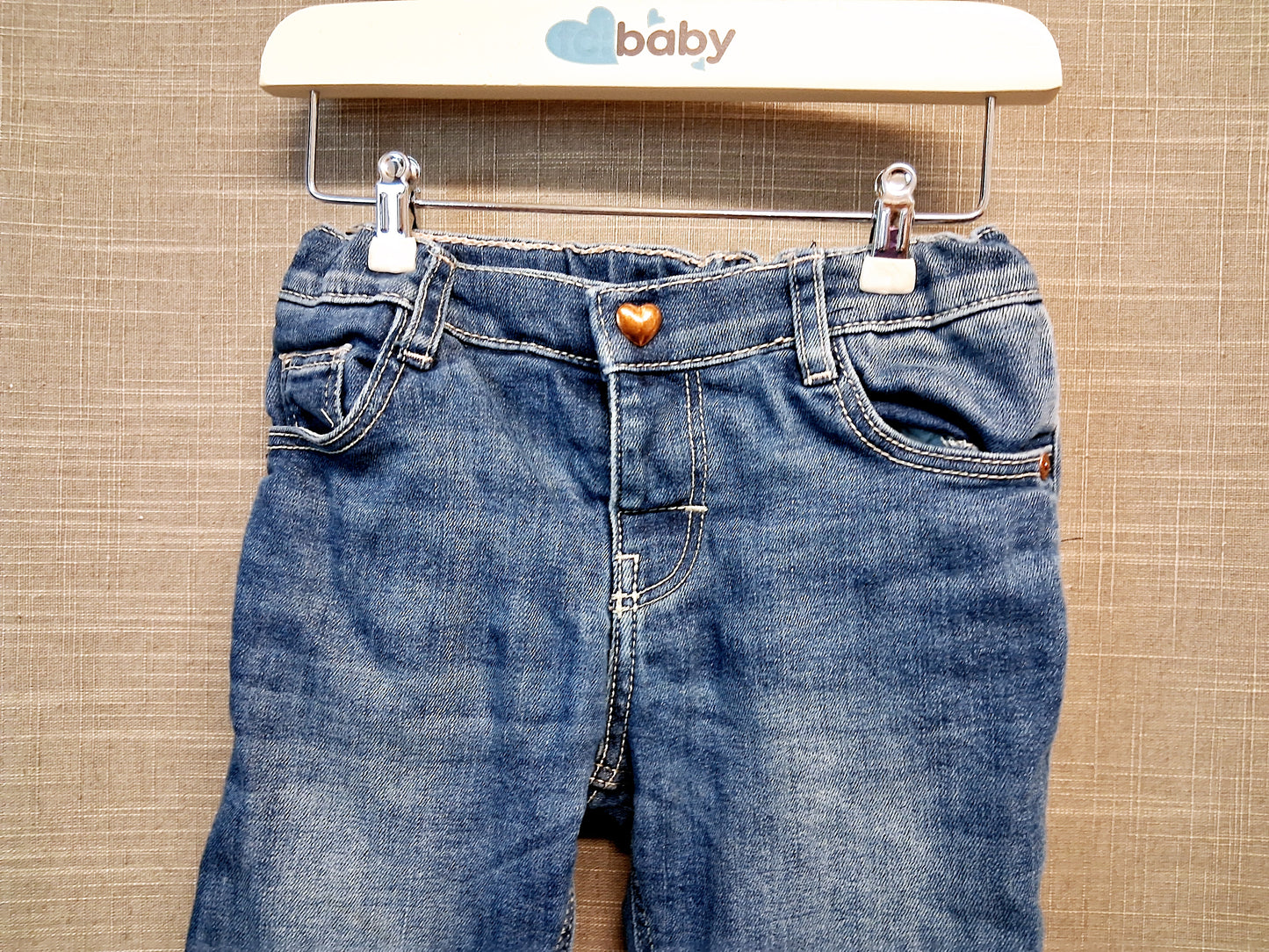H&M Girls Blue Denim Jeans Age 9-12 Months Lined