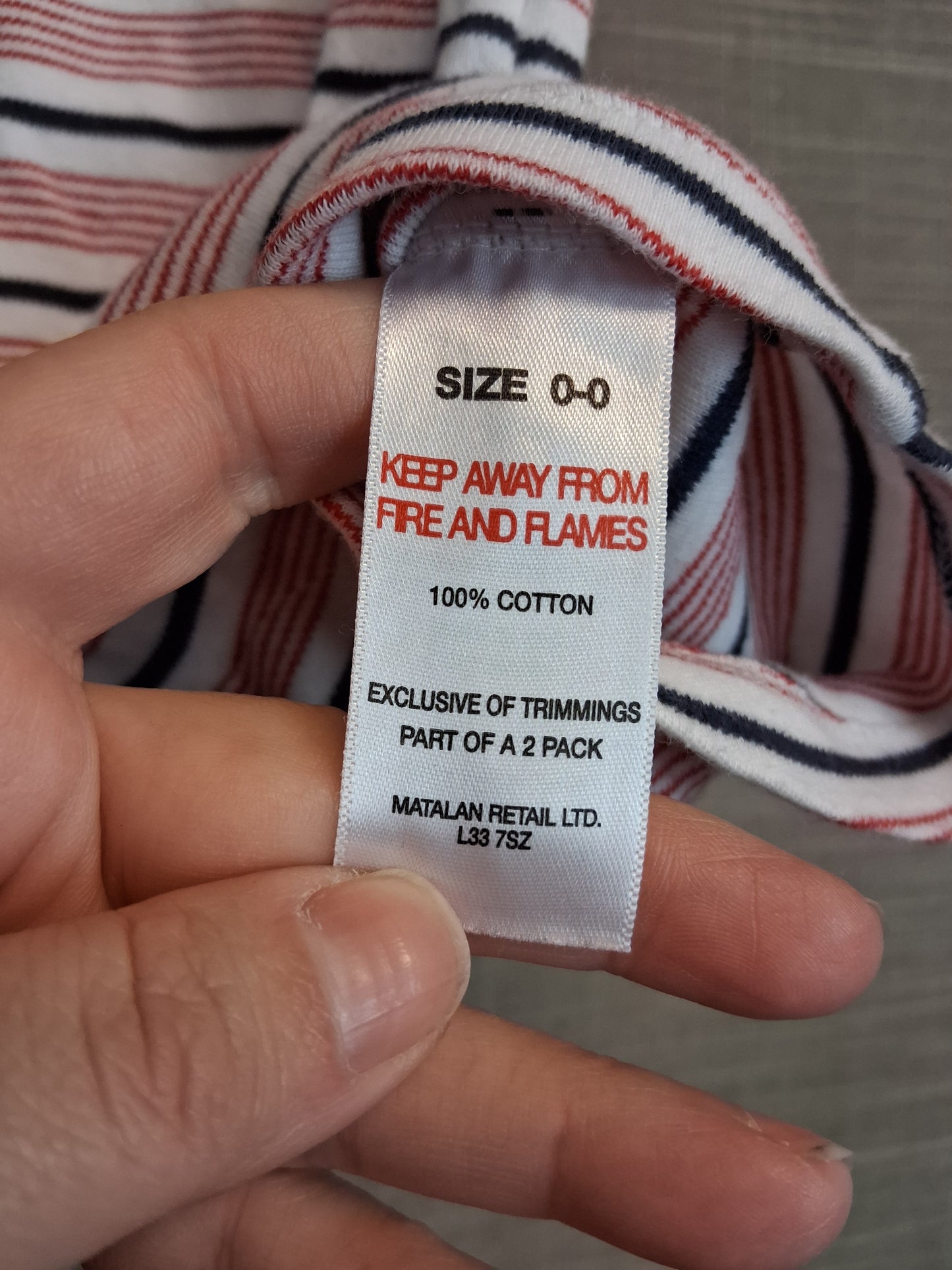Matalan Boys Multicolour Stripe Jersey Romper Age Newborn