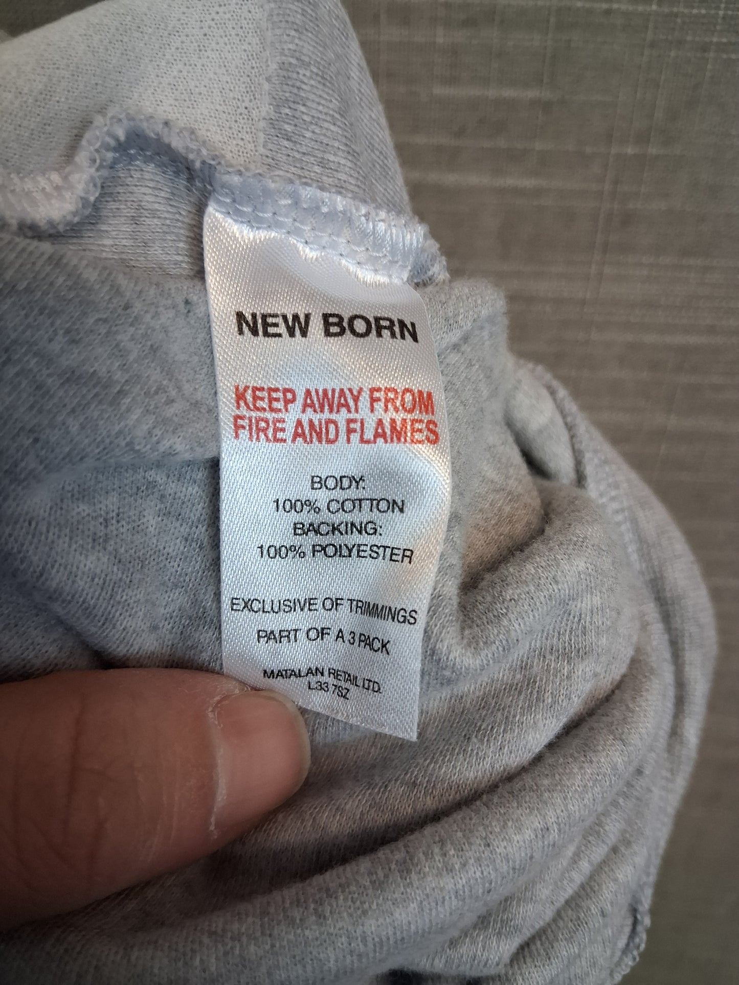 Matalan Boys Grey Dinosaur Sleepsuit Age Newborn