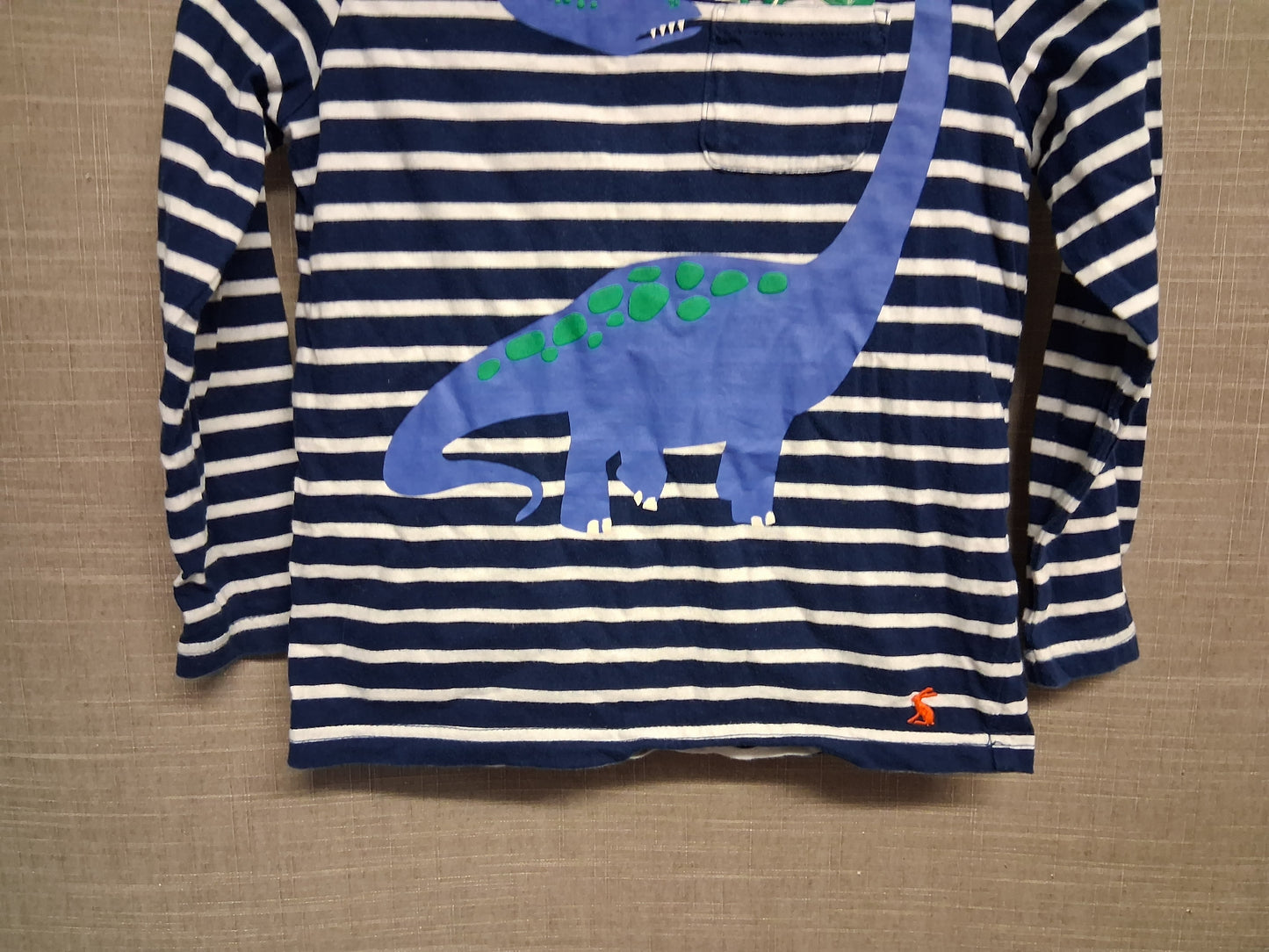 Joules Boys Striped Blue White Long Sleeve T-Shirt Dinosaur Theme Age 6 Years