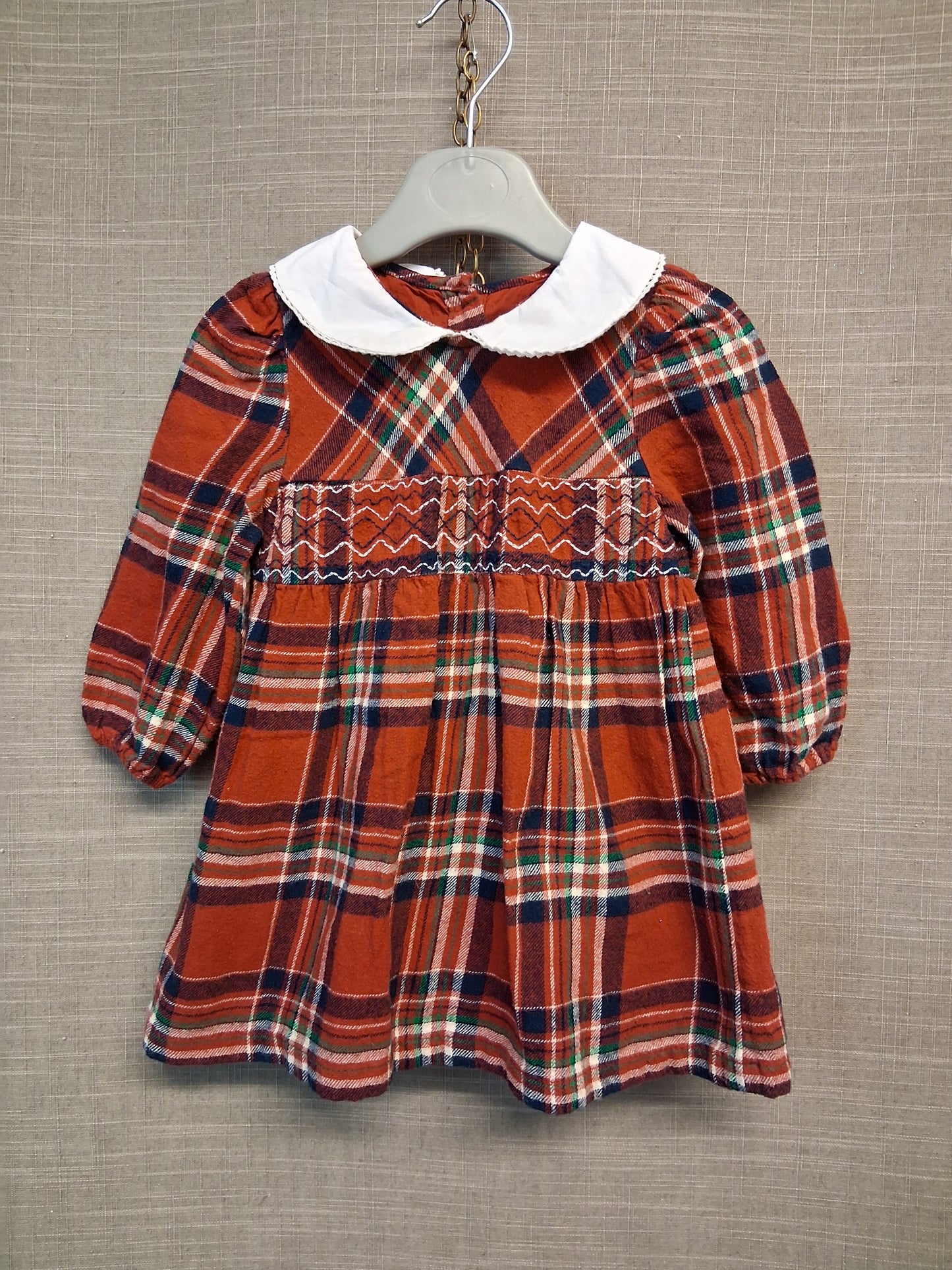 F&F Girls Red Tartan Dress Age 9-12 Months