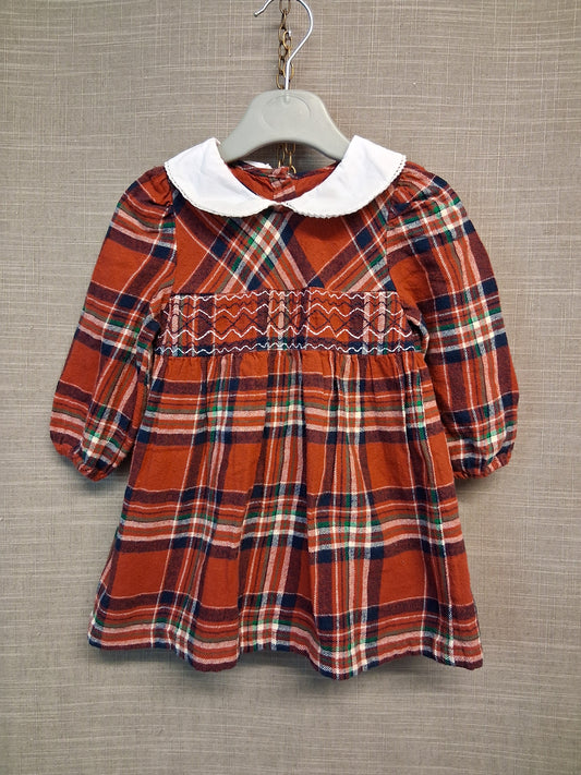 F&F Girls Red Tartan Dress Age 9-12 Months