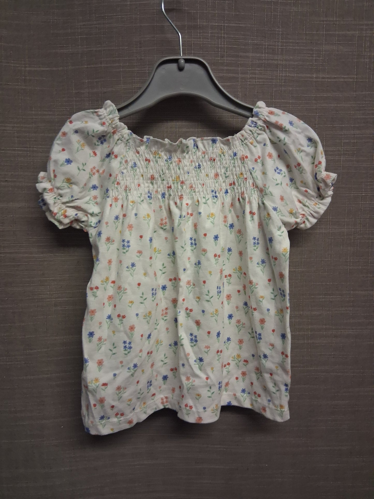 George White Floral Tunic Dress Puff Short Sleeve Age 12-18 Months