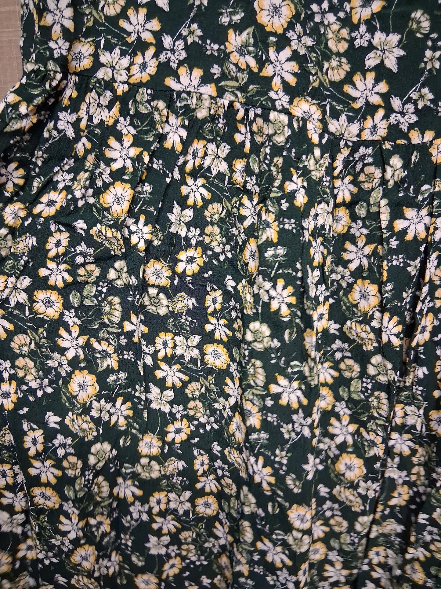 TU Girls Green Floral Long Sleeve A Line High Neck Dress Age 10 Years