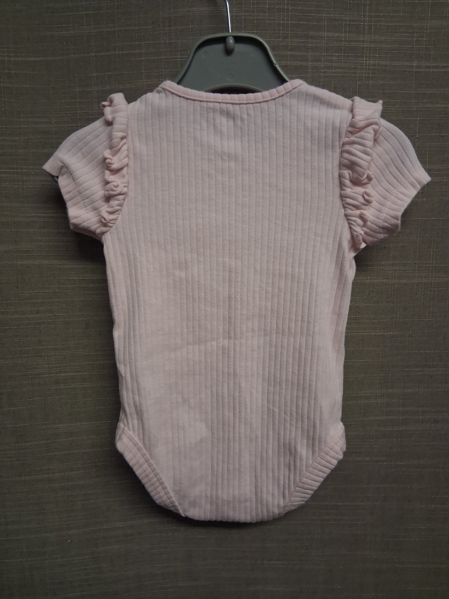 Nutmeg Girls Pink Ribbed Short Sleeve bodysuit "Little Princess" Age 6-9 Months