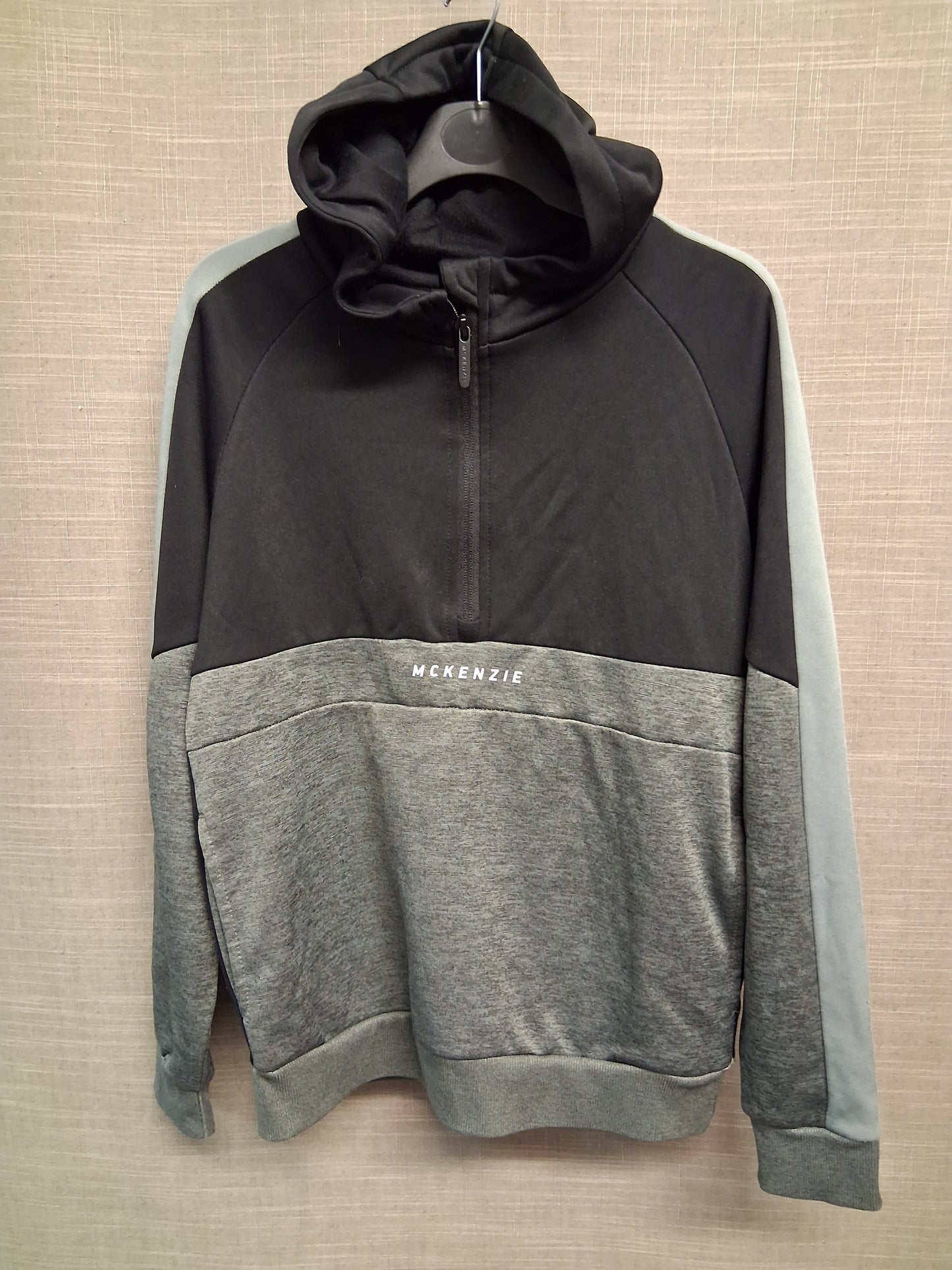 Mckenzie Boys Black Grey Half Zip Hoodie Age 10-12 Years