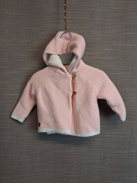 Rock Bye Baby Girls Pink Knitted Cardigan Knitted with Hood Age 0-3 months