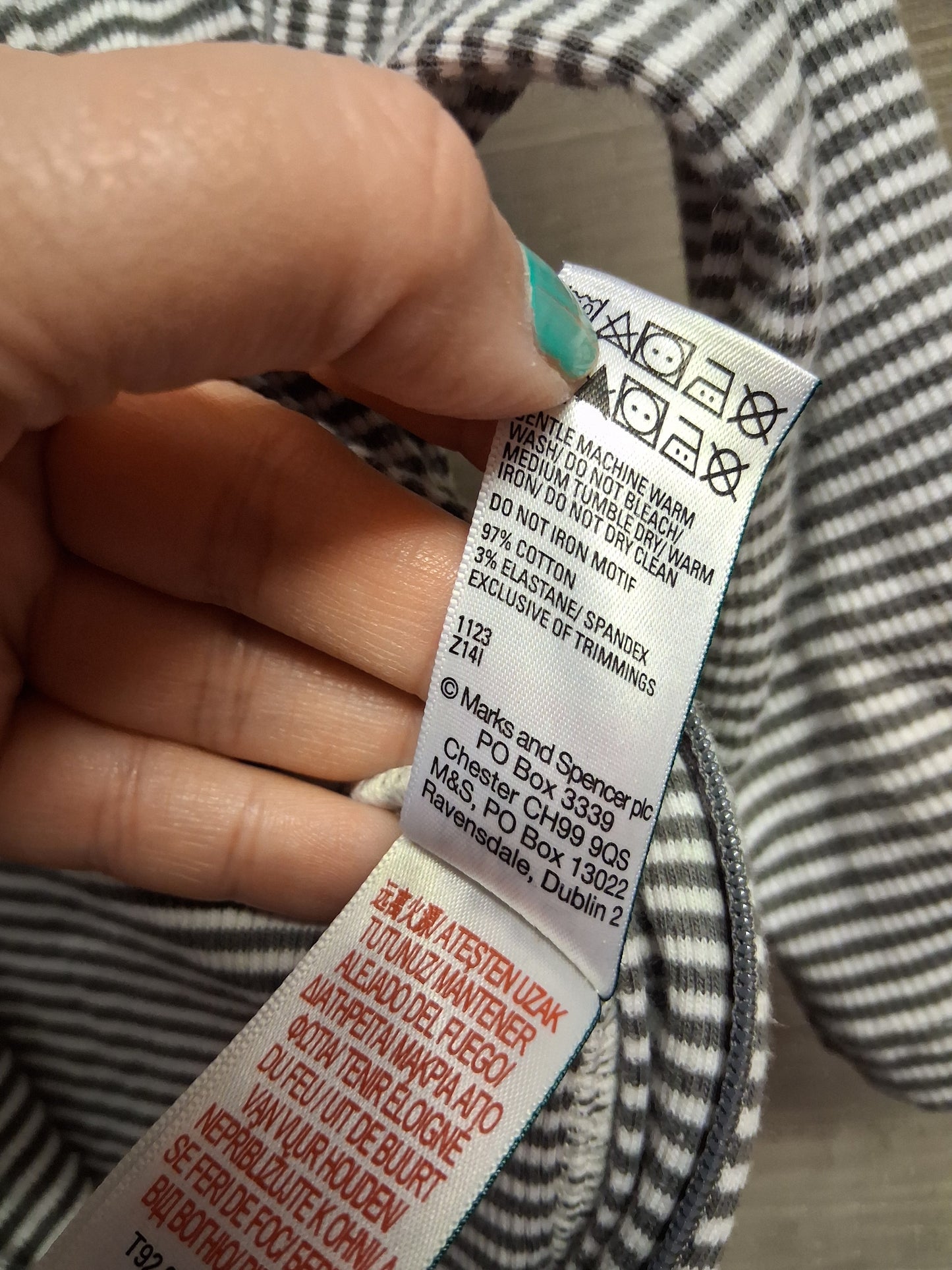 Marks and Spencer Boys Grey Striped Full Zip Sleepsuit Age 3-6 months