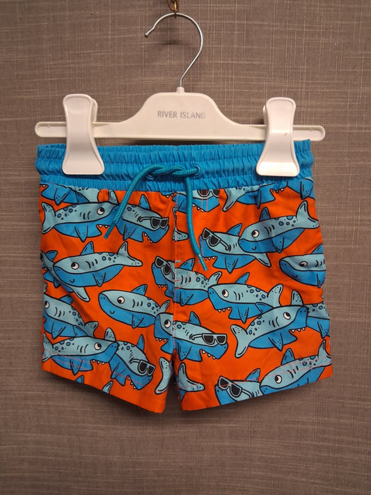 Next Boys Swim Shorts Red Sharks Age 9-12 Months