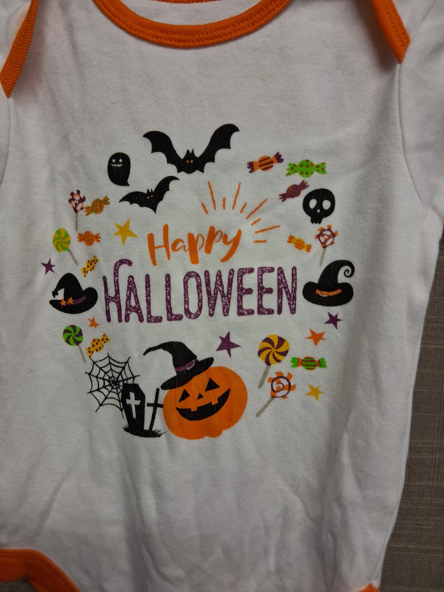 Hallowscream Boys White Short Sleeve Bodysuit Age 12-18 Months