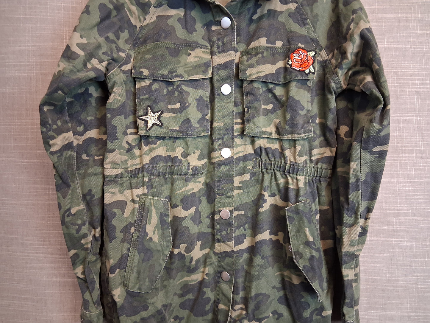 River Island Girls Camouflage Oversize Shirt Green Long Sleeve Age 11-12 Years
