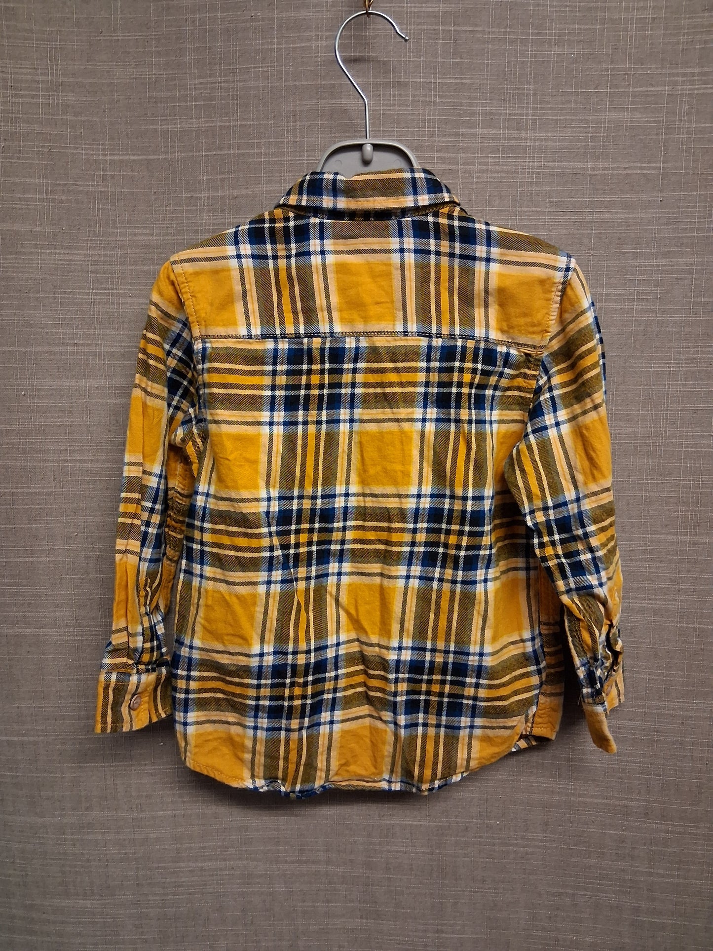 Next Boys Yellow Check Shirt Age 2-3 Years Long Sleeve