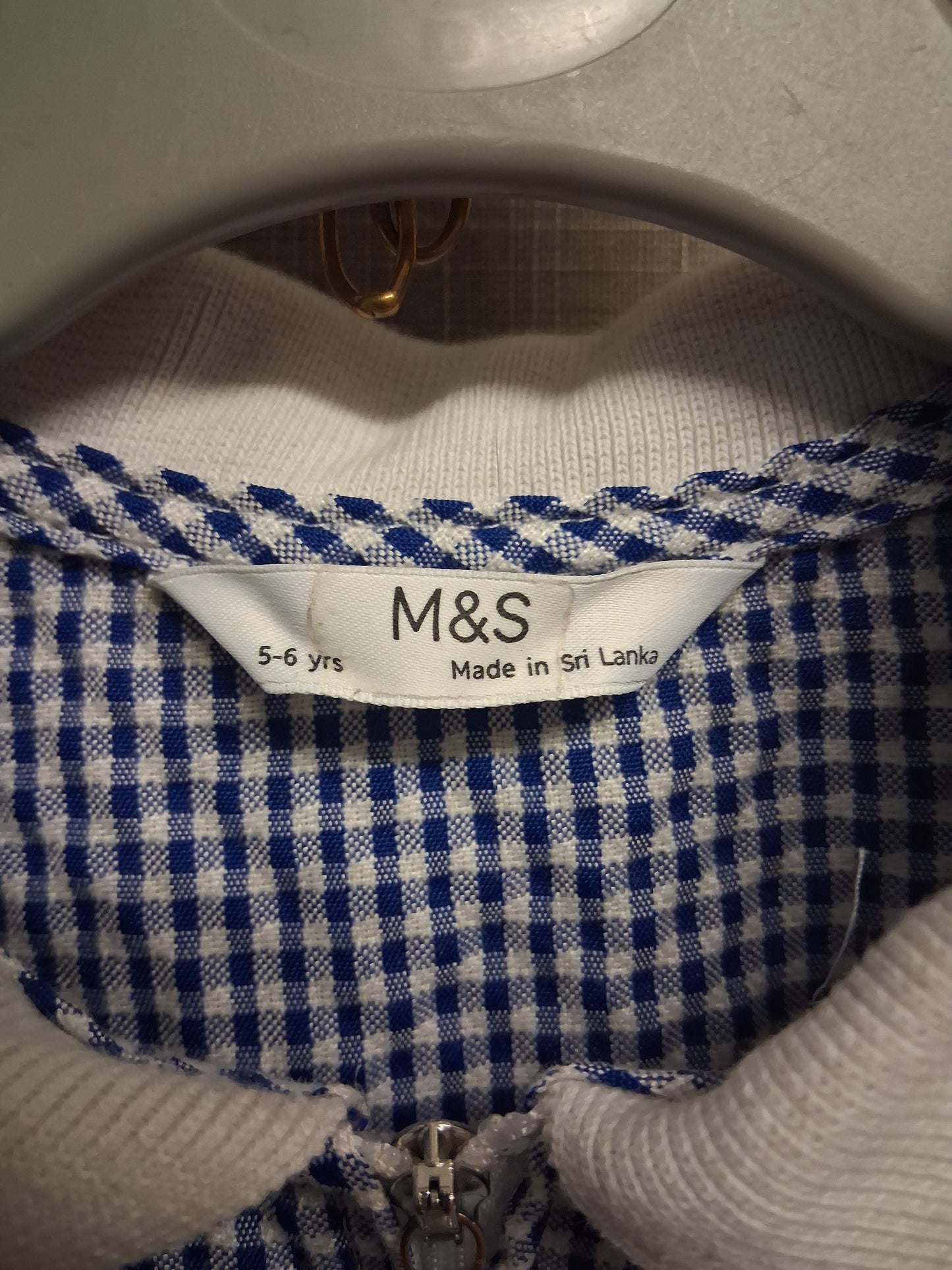 Marks and Spencer Girls Blue White Gingham Playsuit Age 5-6 Years