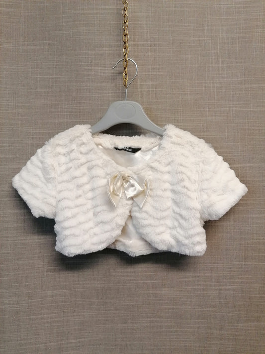 George Girls Bolero Shrug Plush Cream Bow Detail Age 3-4 Years