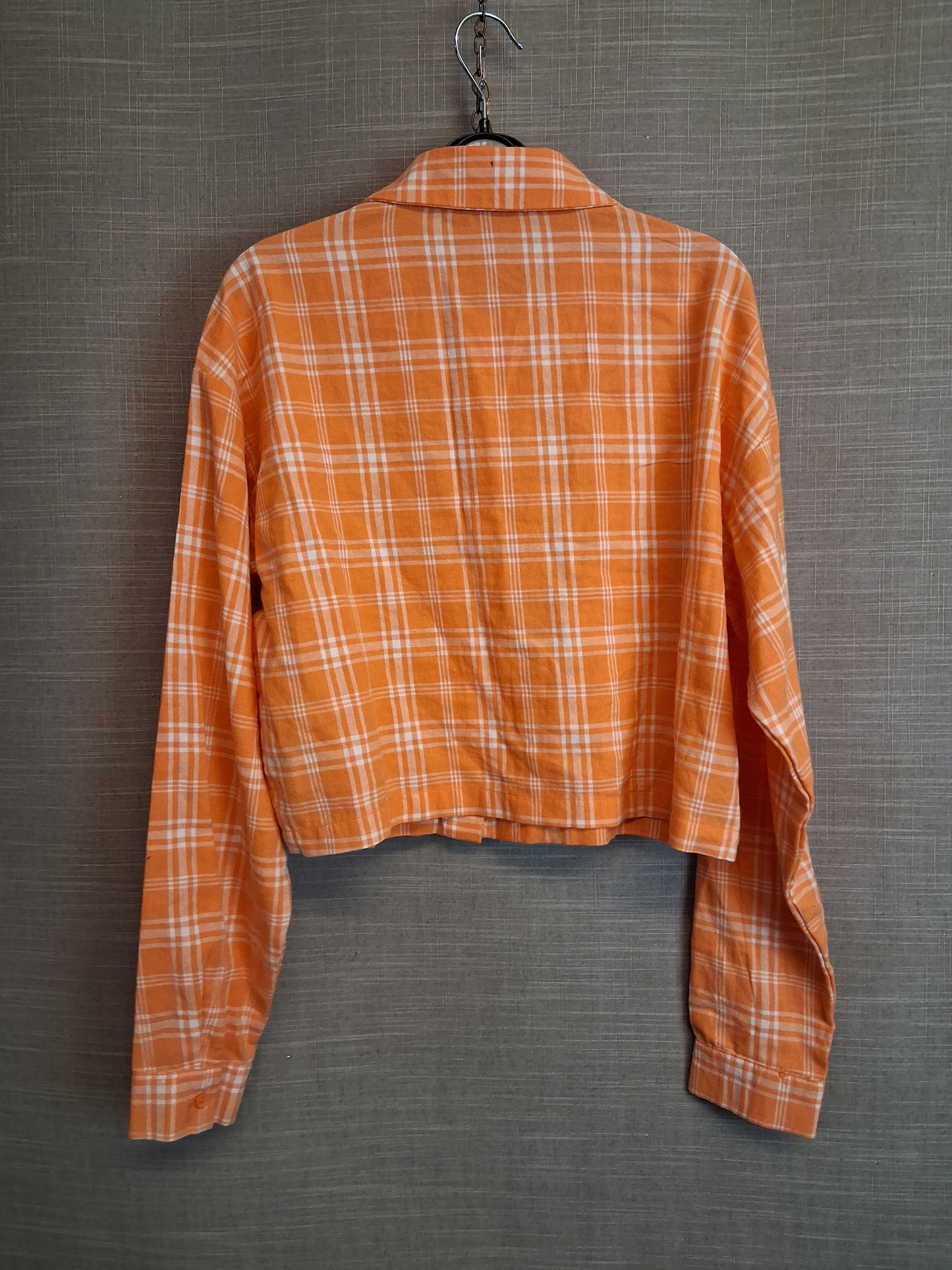 New Look Girls Orange Crop Checked Shirt Long Sleeve Age 12 Years