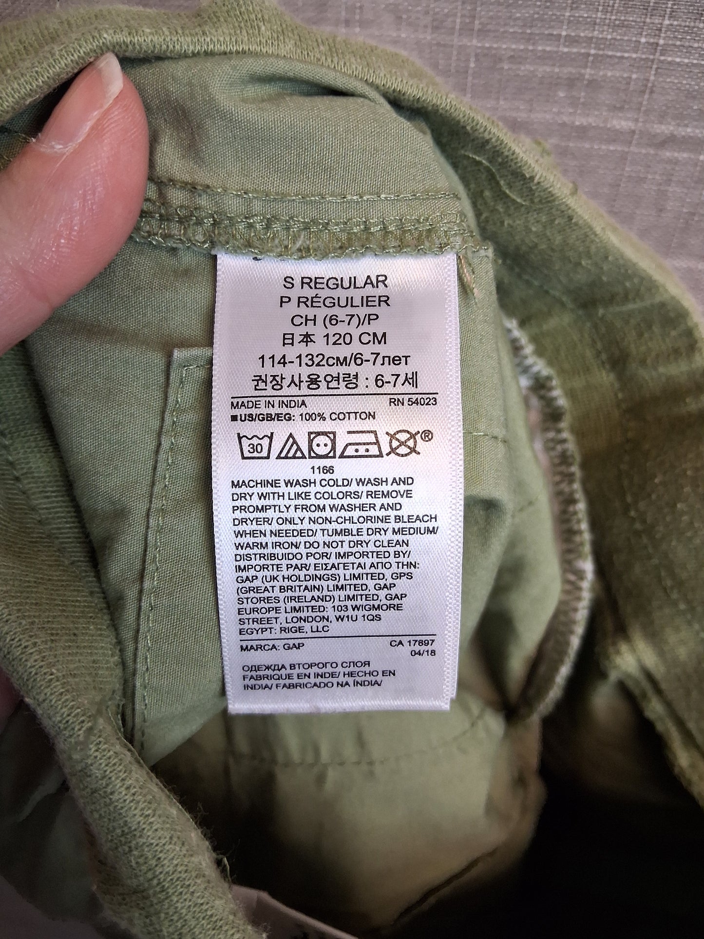 GAP Boys Chino Style Shorts Green Age 6-7 Years