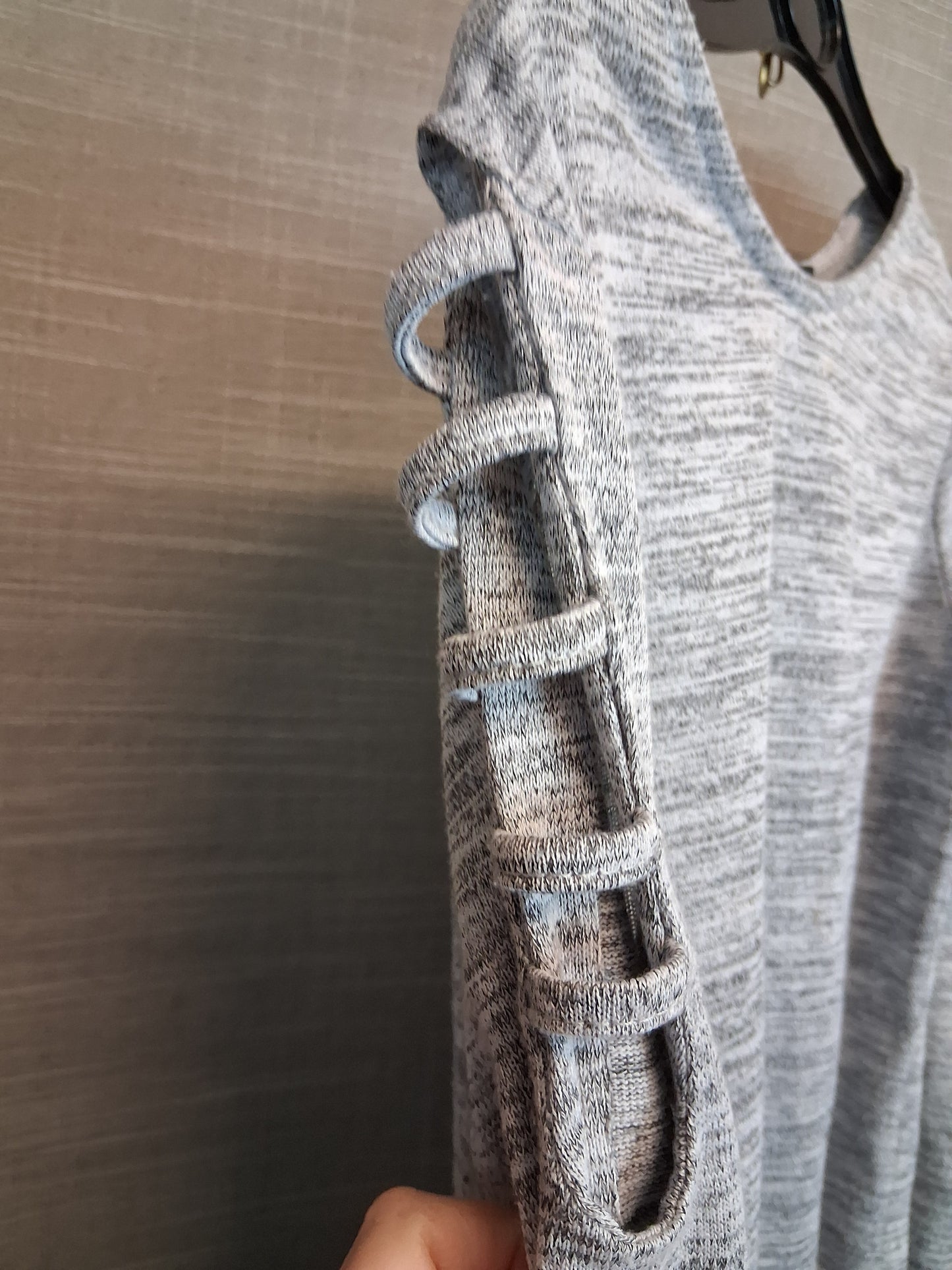 New Look Grey Crop Top Long Cut Out Sleeve Age 12-13 Years