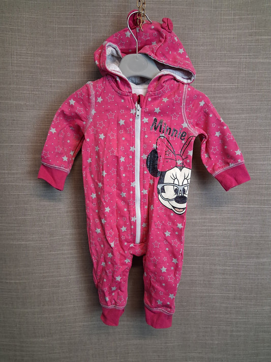 Disney Girls Minnie Mouse Pink All in One with Hood Age 3-6 months