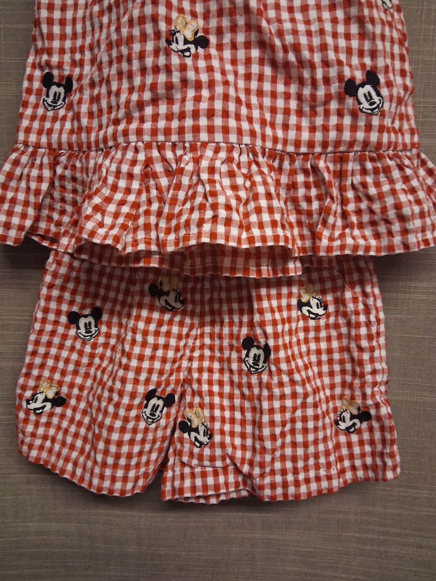 George Disney Minnie & Mickey Mouse Gingham 2 Piece Outfit Age 2-3 Years