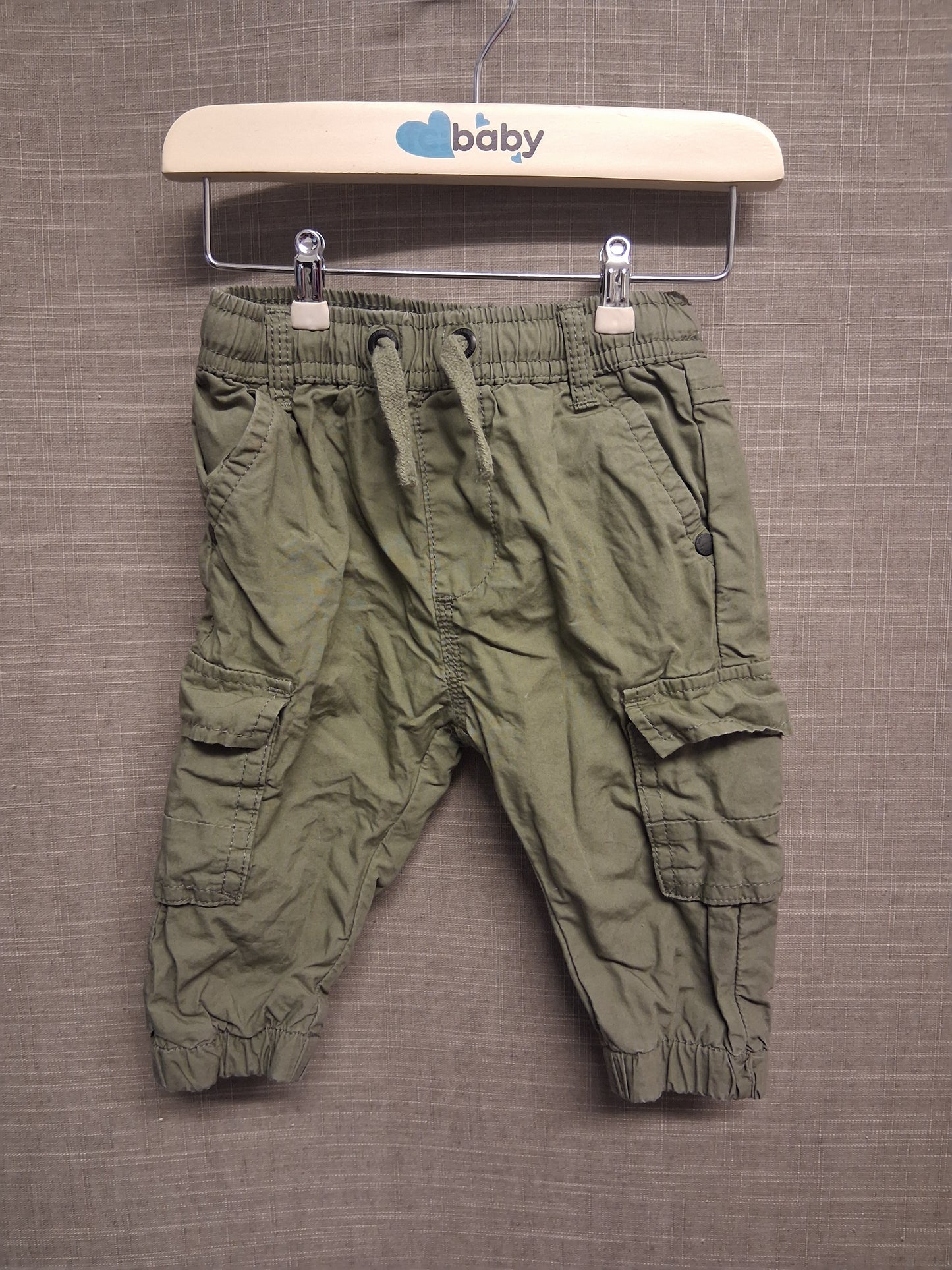 Next Boys Green Cargo Trousers Age 6-9 Months