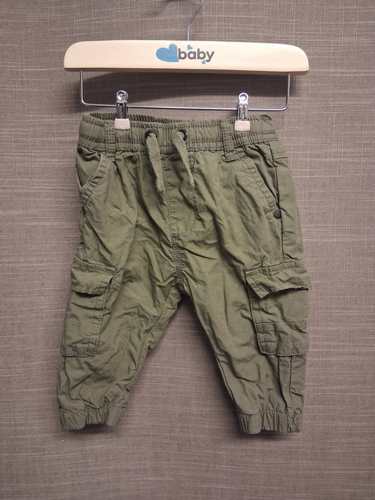 Next Boys Green Cargo Trousers Age 6-9 Months