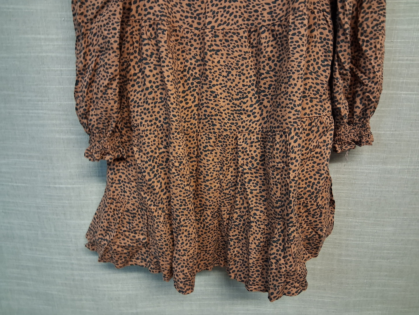 Mango Leopard Brown Long Sleeve Tiered Dress Age 8 Years