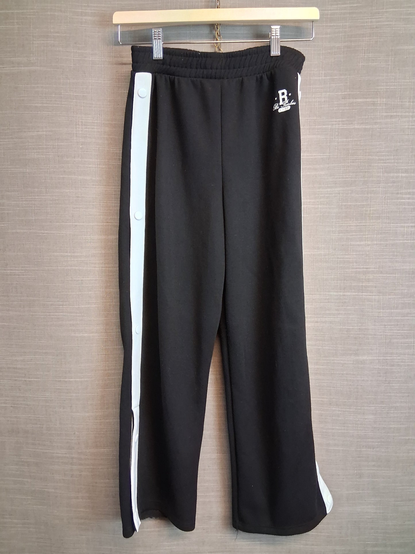 River Island Girls Black Joggers Faux Popper Sides Age 11-12 Years