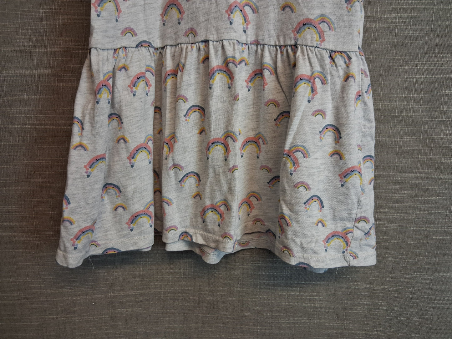 Matalan Girls Grey Rainbow Theme Jersey Dress Short Sleeve Age 5-6 Years