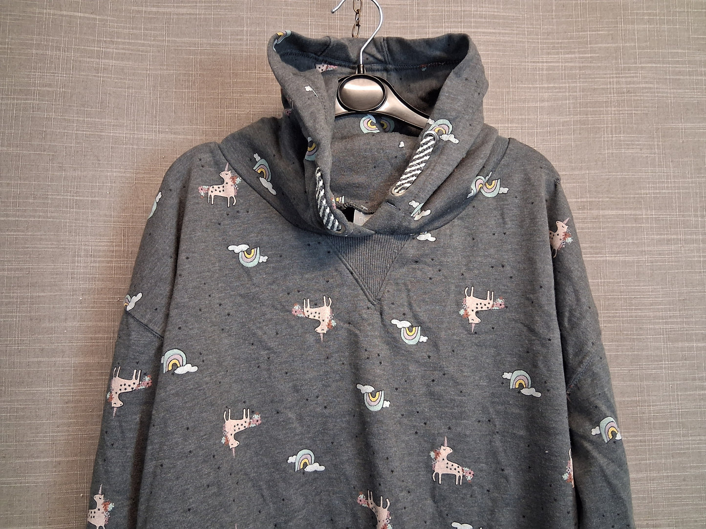 Next Girls Grey Unicorn Hoodie Pullover Jumper Age 16 Years