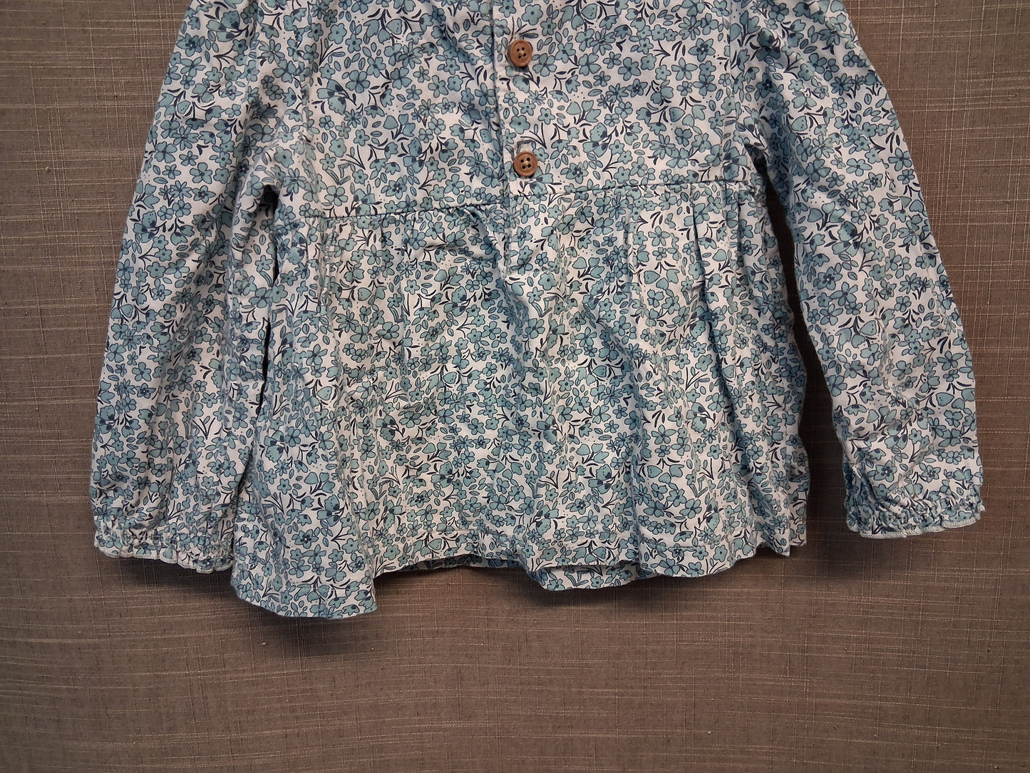 Marks & Spencer Girls Blue Floral Long Sleeve Top Age 12-18 Months