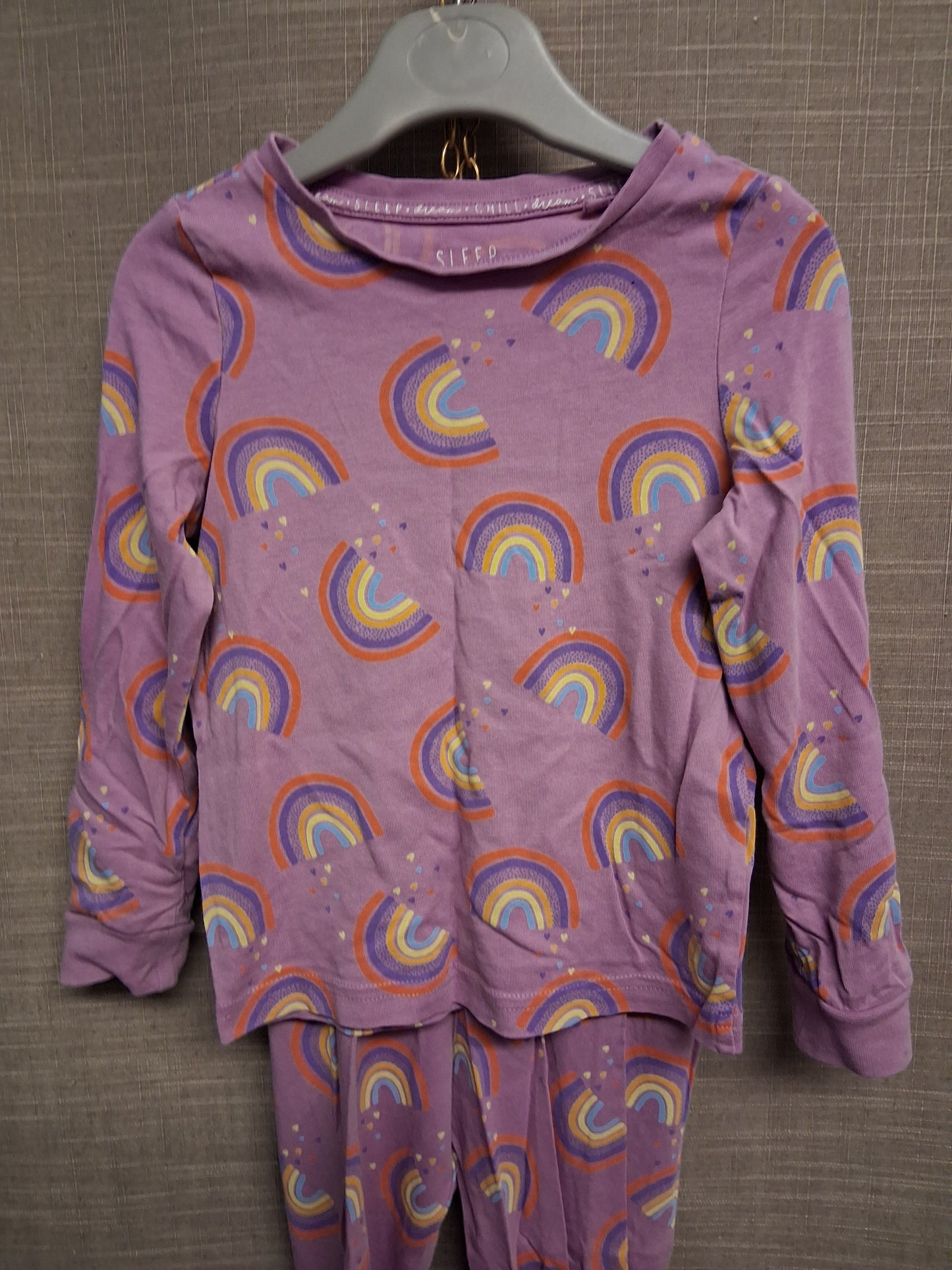 TU Girls Lilac Rainbow Print Pyjamas PJ Set Age 2-3 Years