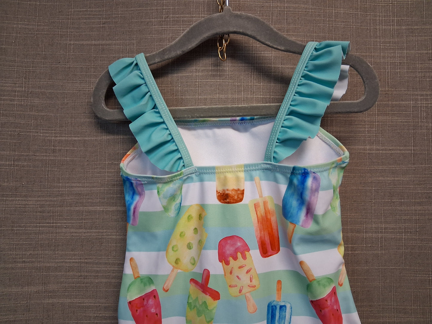 Shein Girls Ice Lolly Swimsuit One Piece Blue Age 4 Years